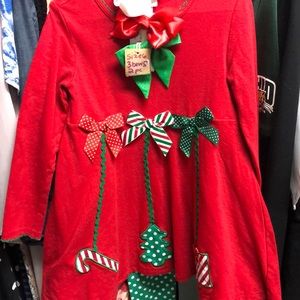 Girls SZ.6 Christmas Outfit w/Bows